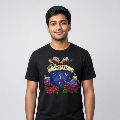 Wizard Dice Crest T-Shirt for D&D Players