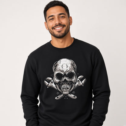 Skull with spanners sweatshirt, funny sweatshirt, graphic shirts, unisex tshirt, printed sweatshirt