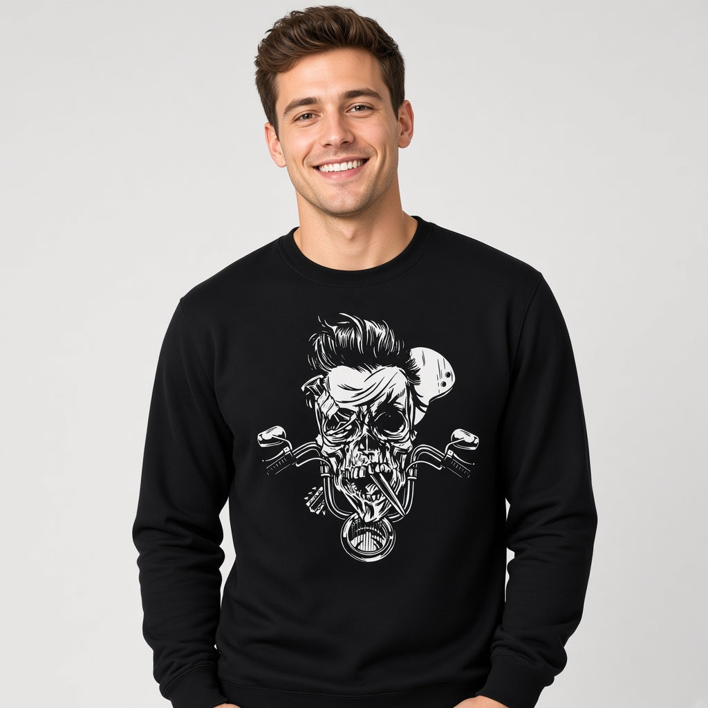 Rocker biker skeleton sweatshirt, funny sweatshirt, graphic shirts, unisex tshirt, printed sweatshirt