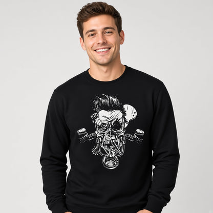 Rocker biker skeleton sweatshirt, funny sweatshirt, graphic shirts, unisex tshirt, printed sweatshirt