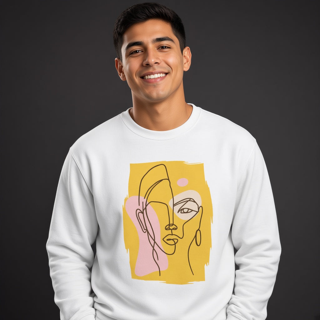 Yellow face sweatshirt, funny sweatshirt, graphic shirts, unisex tshirt, printed sweatshirt