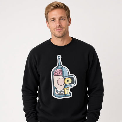Half of bender's head sweatshirt, funny sweatshirt, graphic shirts, unisex tshirt, printed sweatshirt