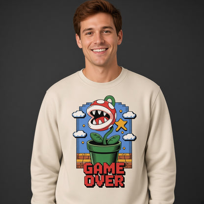 Game Over Funny Retro Pixel Plant Sweatshirt