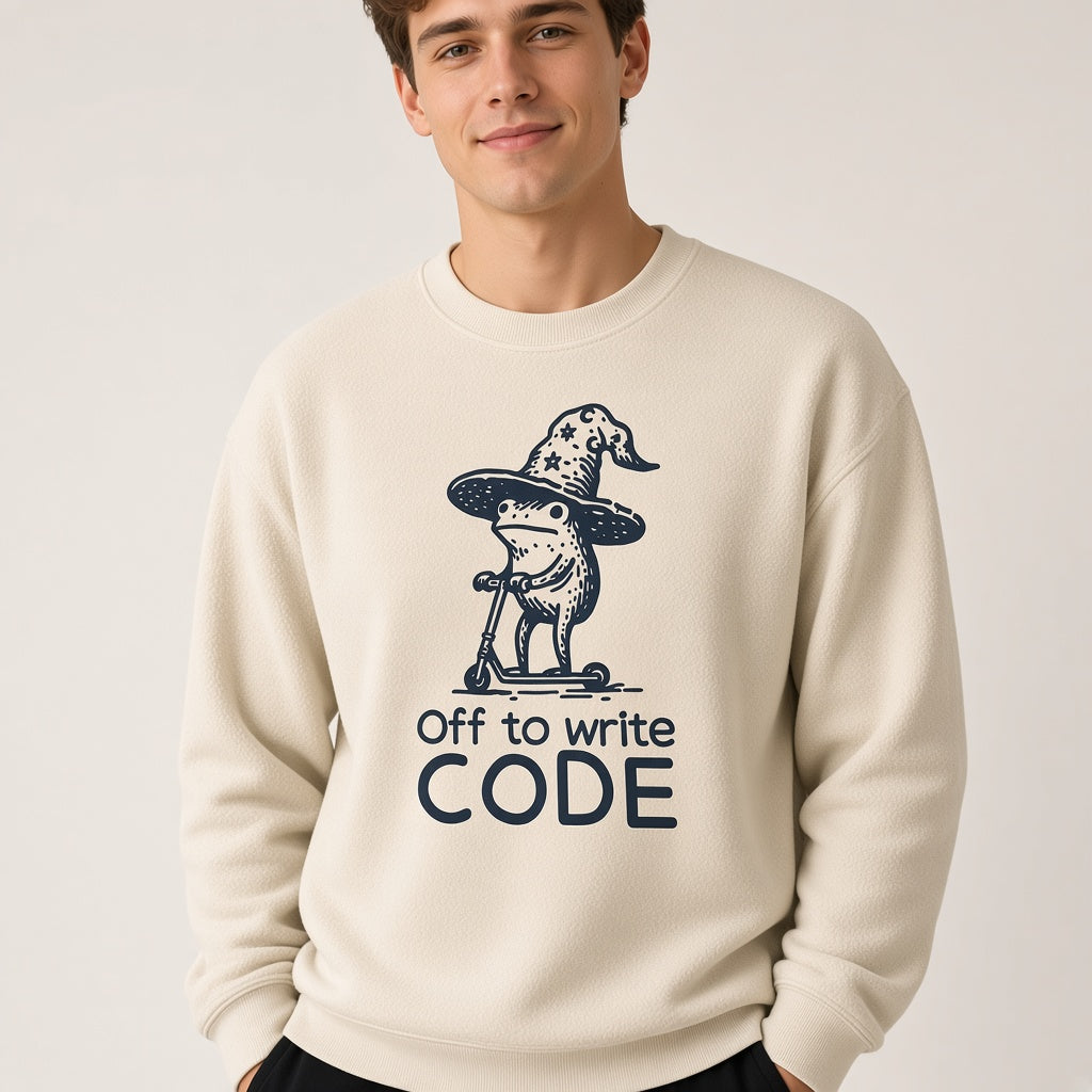 Funny Frog Sweatshirt for Programmers, Off to Write Code