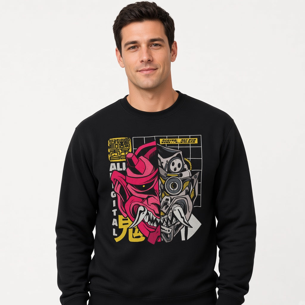 Japanese demon cyborg sweatshirt, funny sweatshirt, graphic shirts, Anime unisex tshirt