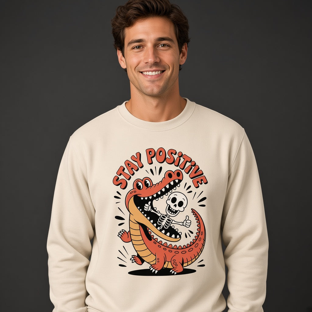 Stay Positive Funny Alligator Skeleton Sweatshirt
