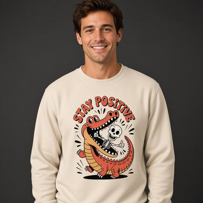 Stay Positive Funny Alligator Skeleton Sweatshirt