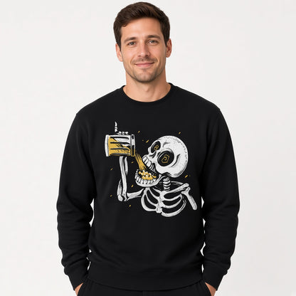 drinking skeleton sweatshirt, funny sweatshirt, graphic shirts, unisex tshirt, printed sweatshirt