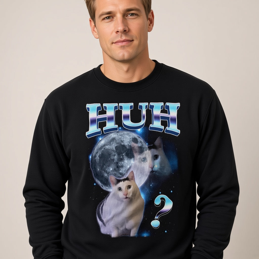 Funny Kitten HUH Meme Sweatshirt Gift for Women and Men