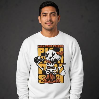 Skeleton with bottle sweatshirt, funny sweatshirt, graphic shirts, unisex tshirt, printed sweatshirt