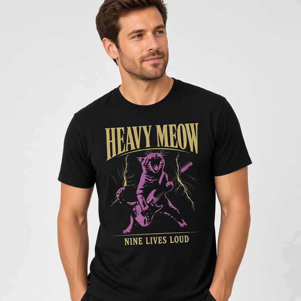 Funny Purple Cat Playing an Electric Guitar T-Shirt