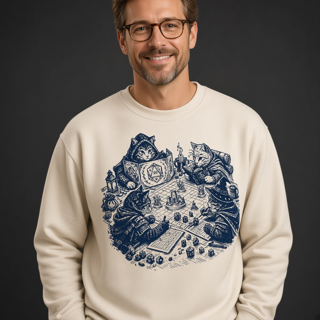 Cats Playing D&D Tabletop RPG Sweatshirt