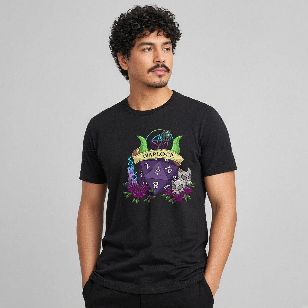 Warlock Dice Crest T-Shirt for D&D Players