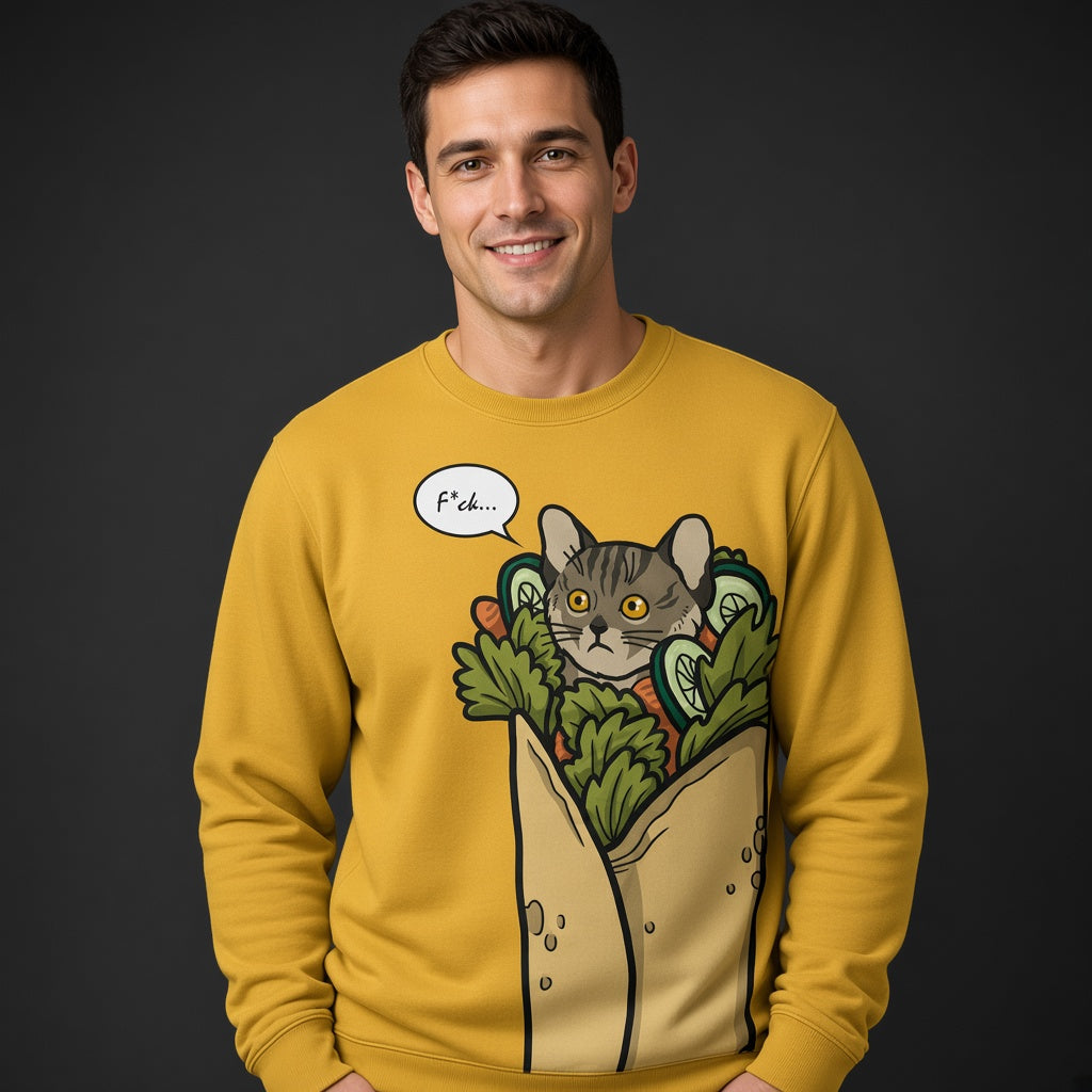 Cat kebab sweatshirt, funny sweatshirt, 3d graphic shirts, all over print (AOP)