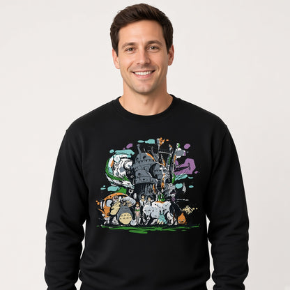 Forest Spirits Castle Collage Sweatshirt