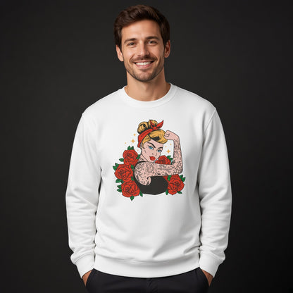 Girl with roses sweatshirt, funny sweatshirt, graphic shirts, unisex tshirt, printed sweatshirt