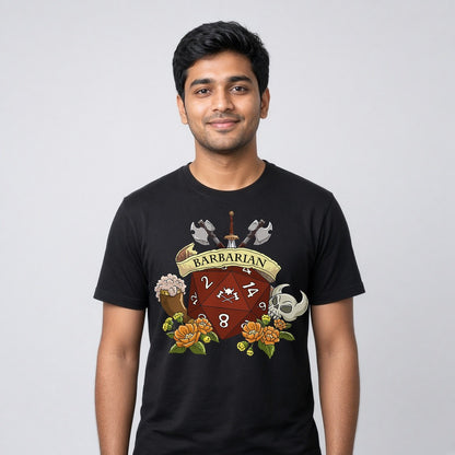 Barbarian Dice Crest T-Shirt for D&D Players