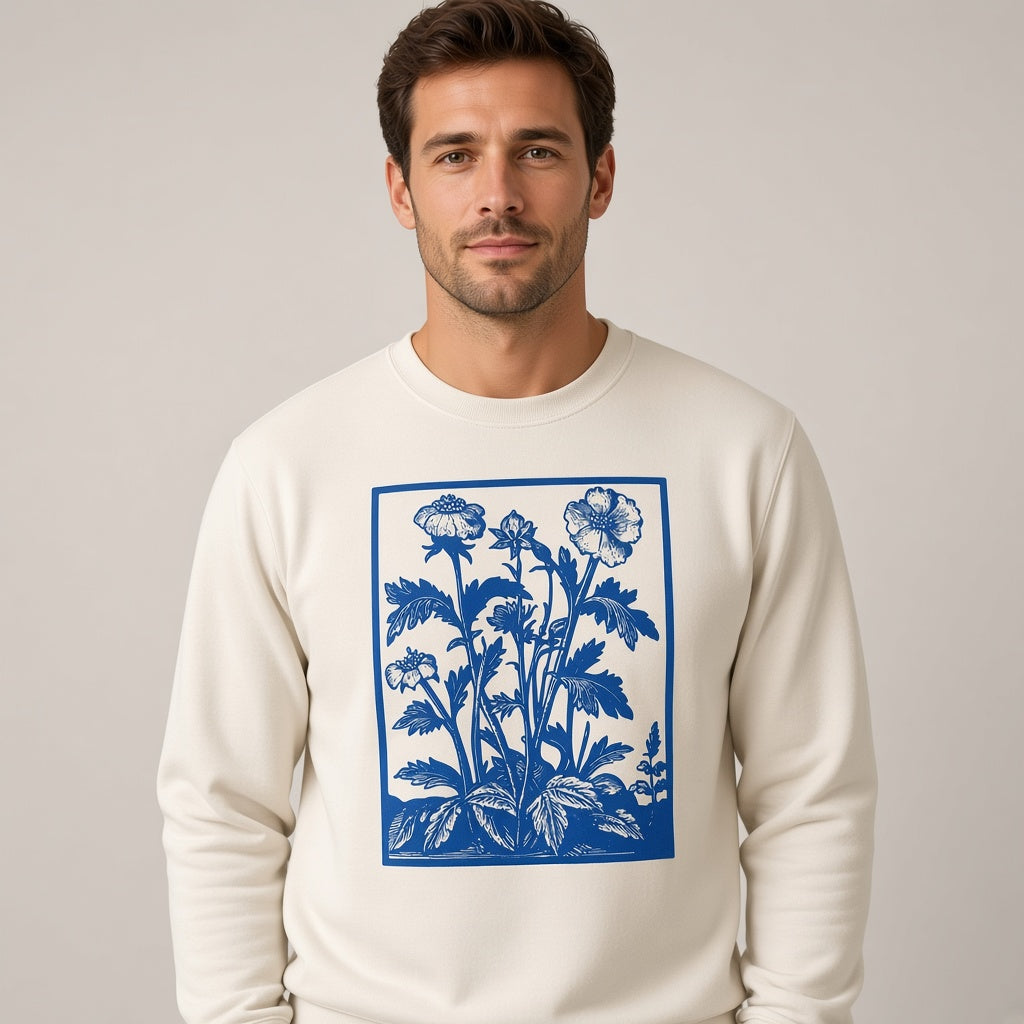 Vintage Blue Wildflower Graphic Sweatshirt