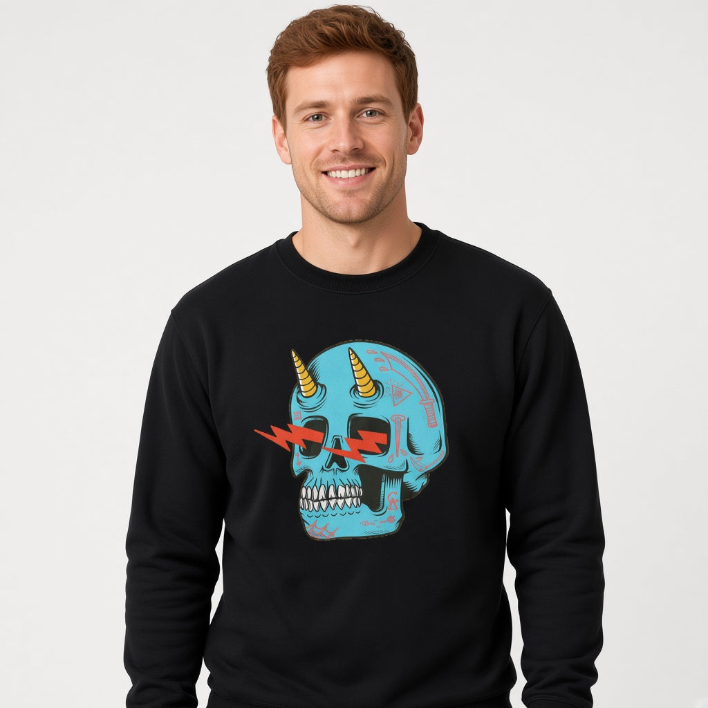 Blue skull sweatshirt, funny sweatshirt, graphic shirts, unisex tshirt, printed sweatshirt
