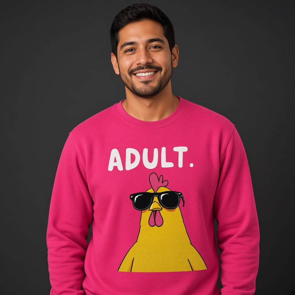 Adult Chicken in Sunglasses Funny Sweatshirt