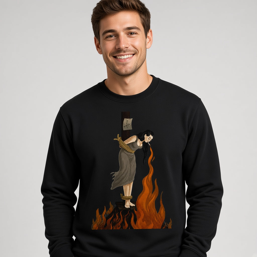 Witch Lighting a Cigarette at the Stake Sweatshirt
