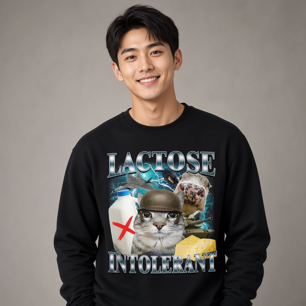 Lactose Intolerant Funny Cat Graphic Sweatshirt