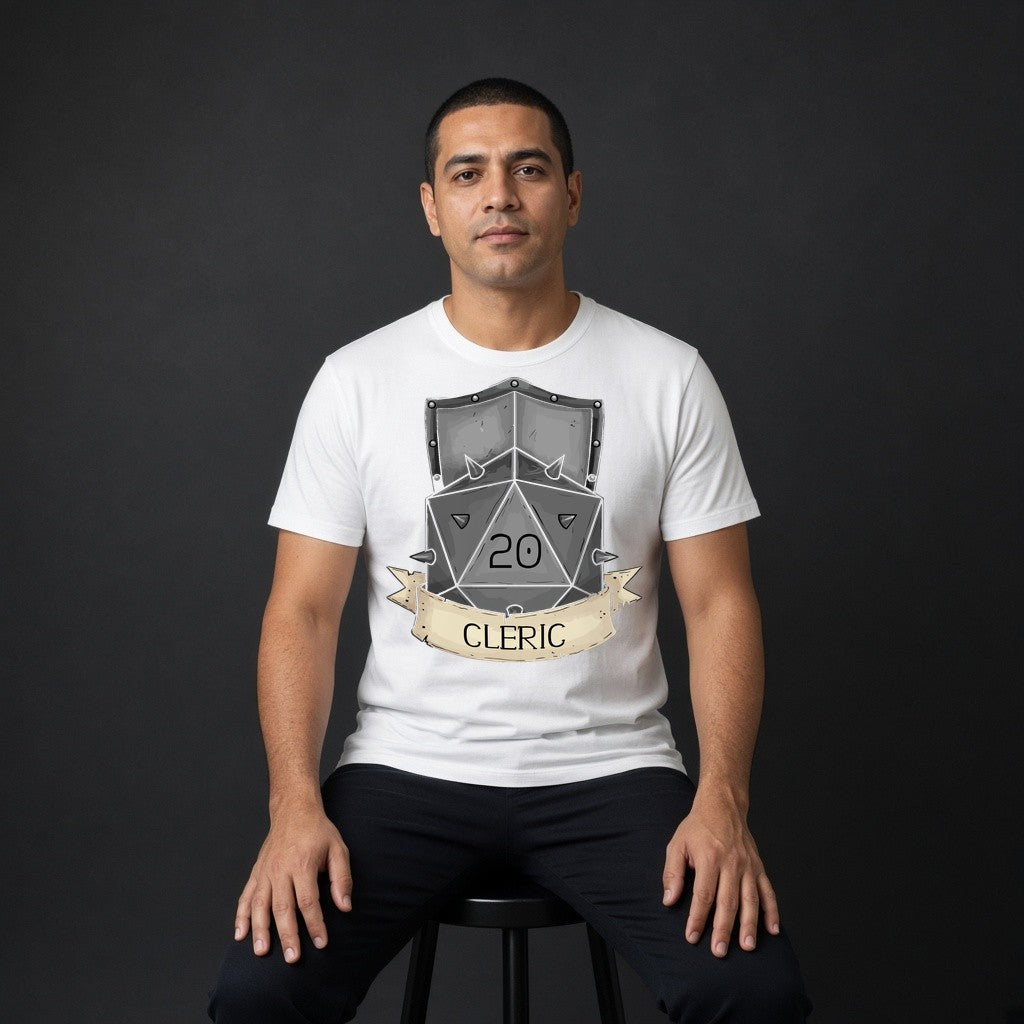 Cleric Shield and D20 T-Shirt for D&D Players