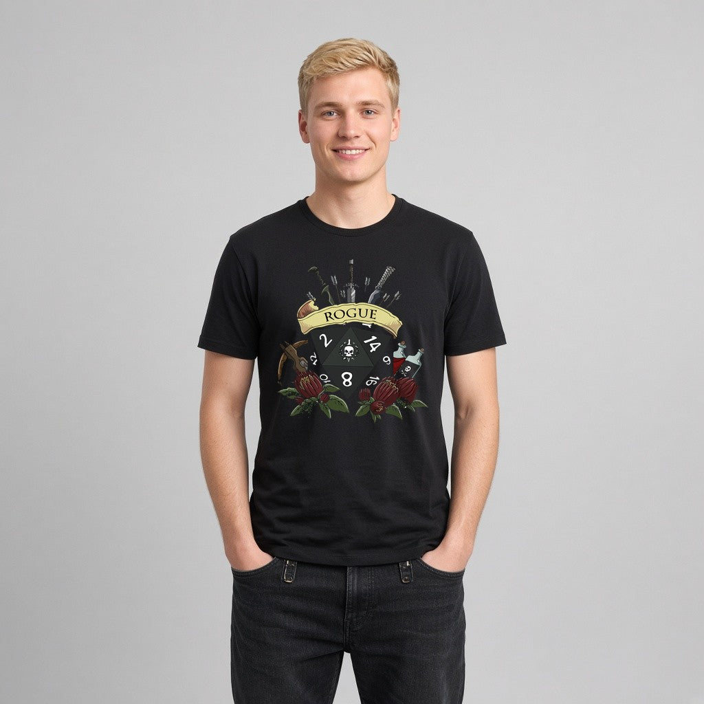 Rogue Dice Crest T-Shirt for D&D Players