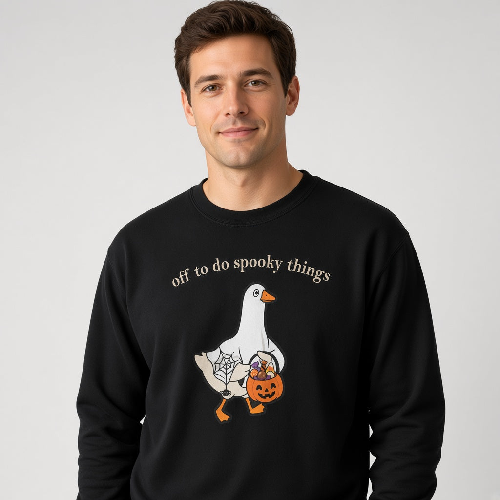Off to Do Spooky Things Goose Sweatshirt, Funny Halloween