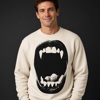 Vampire Fangs Scream Mouth Funny Halloween Sweatshirt