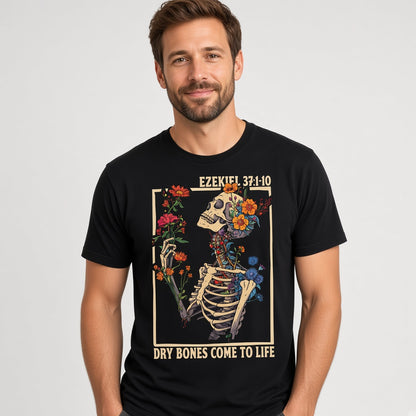 Ezekiel 37 Dry Bones Come to Life Christian Floral Skeleton T-Shirt