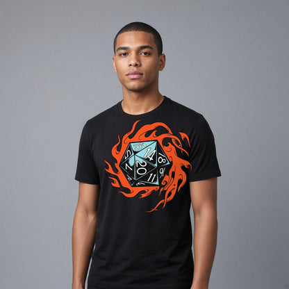 Flaming Dice T-Shirt for D&D Players
