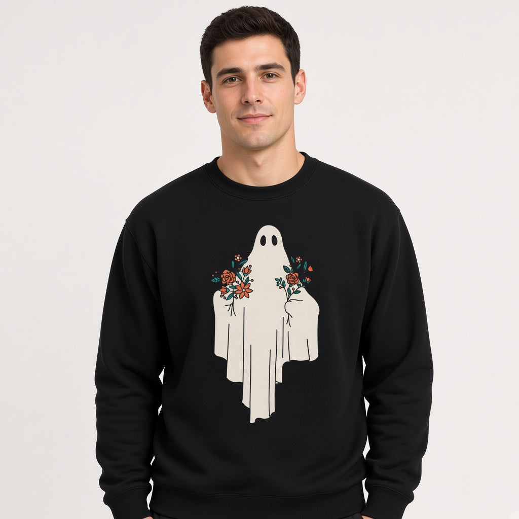 Ghost with flowers sweatshirt, funny sweatshirt, graphic shirts, unisex tshirt, printed sweatshirt