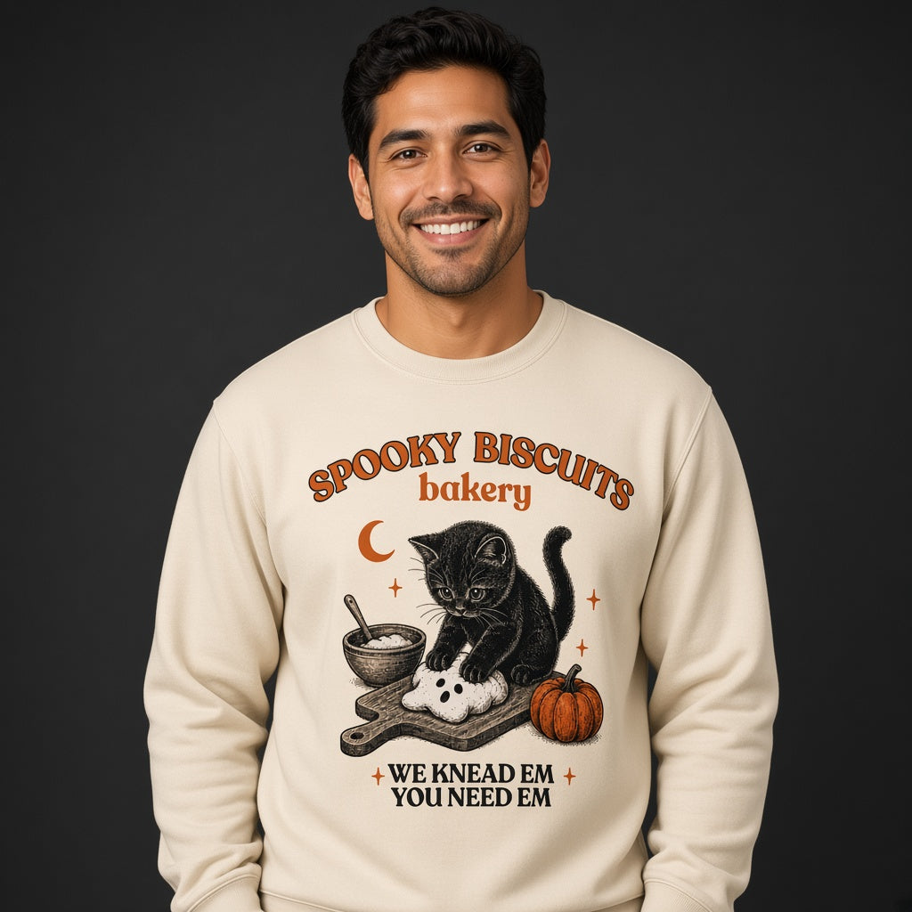 Kitty Biscuits Spooky Biscuits Halloween Bakery Cat Sweatshirt