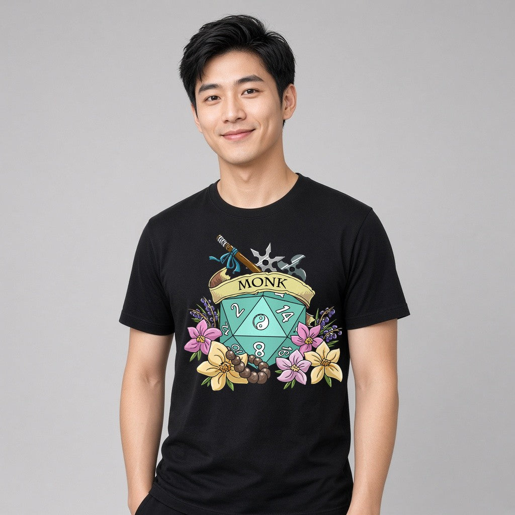 Monk Dice Crest T-Shirt for D&D Players