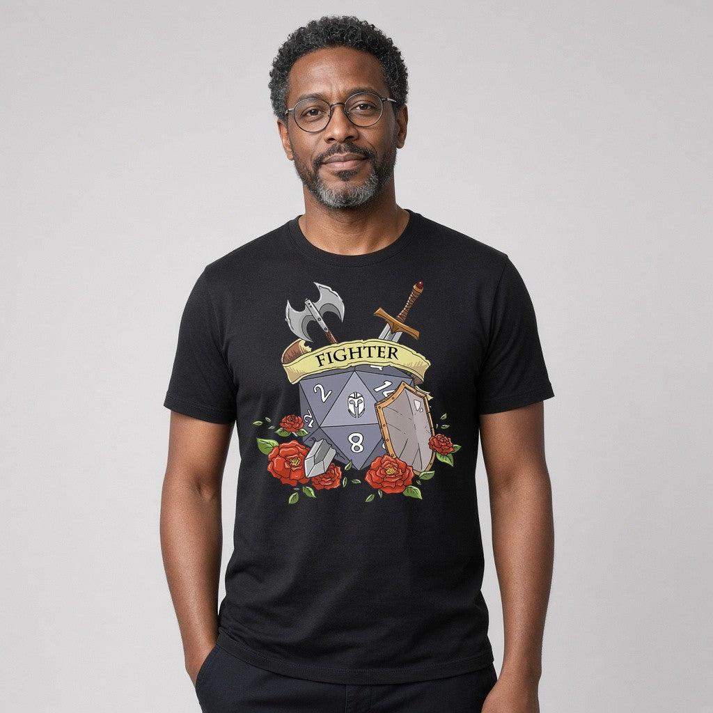 Fighter Dice Crest T-Shirt for D&D Players