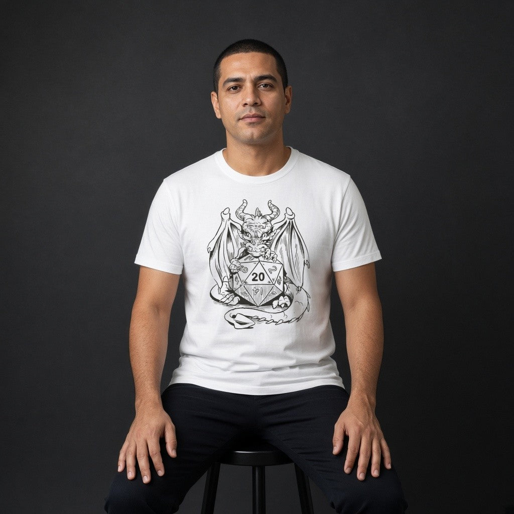 Dragon with a D20 T-Shirt for D&D Players