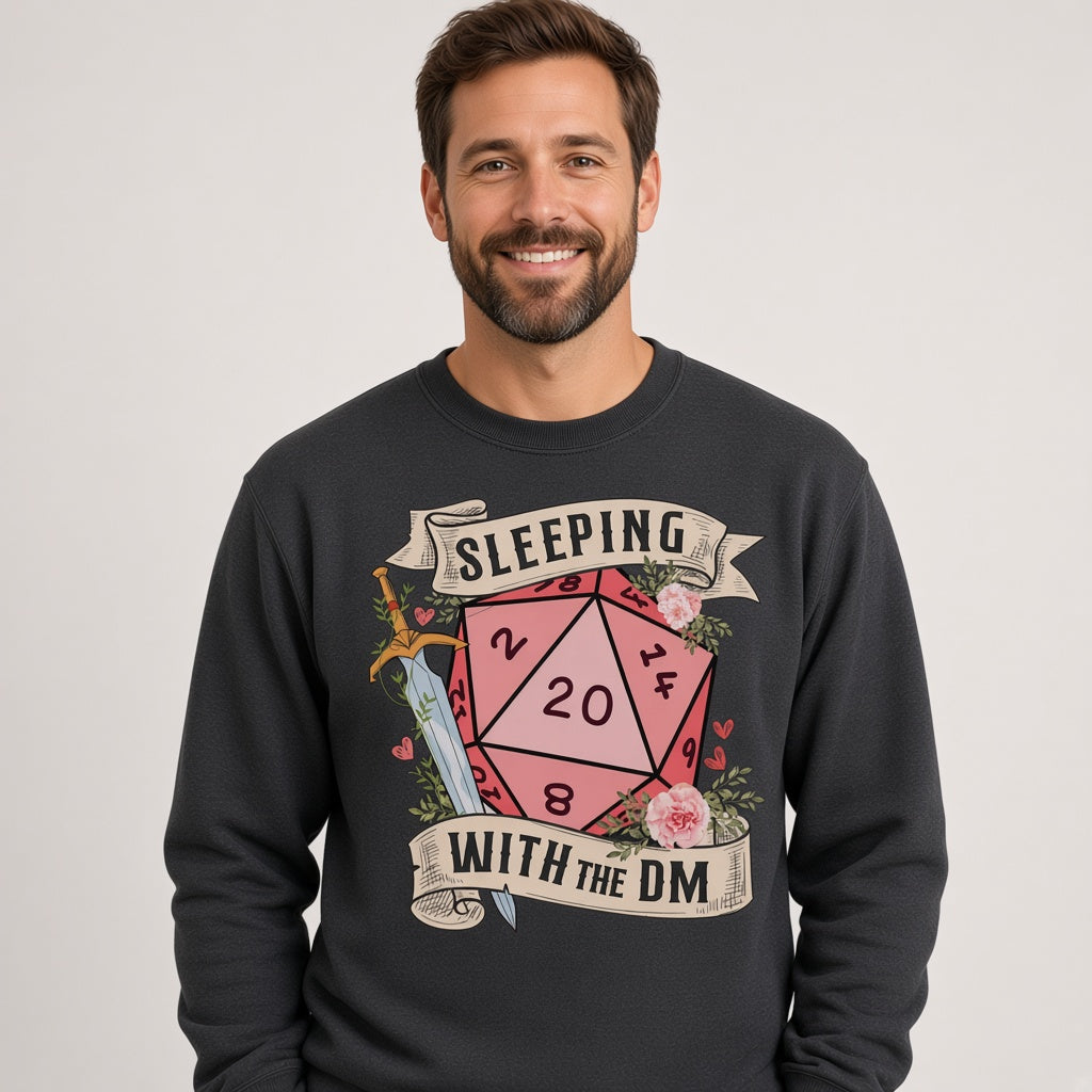 Sleeping With the DM Funny D&D D20 Sweatshirt