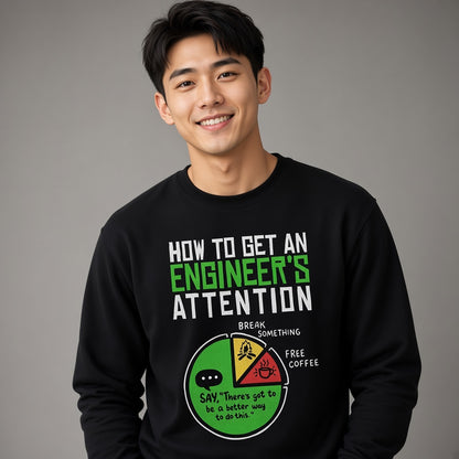 How to Get an Engineer's Attention Funny Pie Chart Sweatshirt