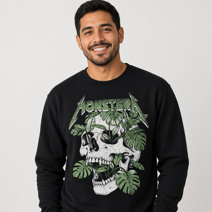 Monstera Funny Skull Plant Sweatshirt