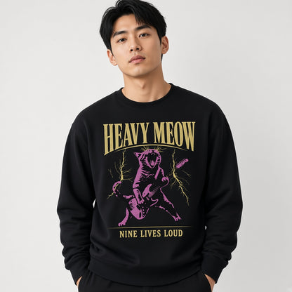 Funny Purple Cat Playing an Electric Guitar Sweatshirt