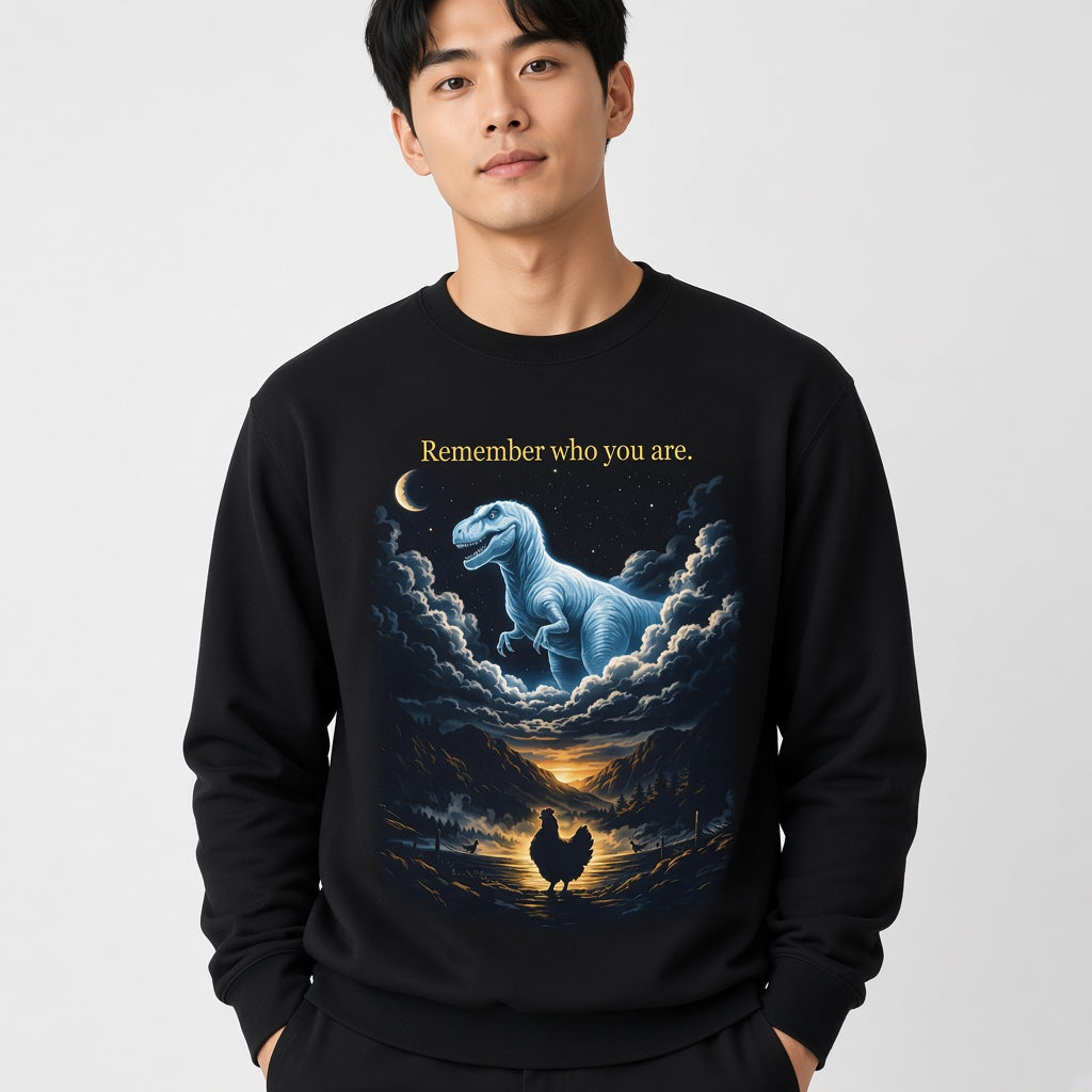 Remember Who You Are Funny Chicken and T-Rex Sweatshirt