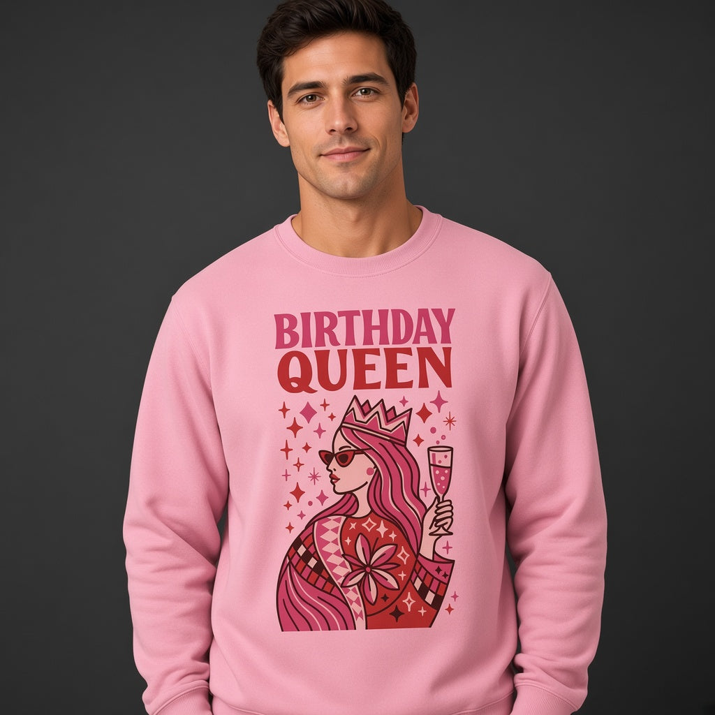 Birthday Queen Funny Pink Crown Sweatshirt