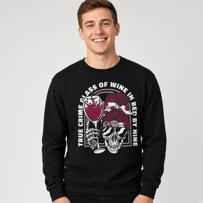 Skull with a glass of wine sweatshirt, funny sweatshirt, graphic shirts, unisex tshirt, printed sweatshirt