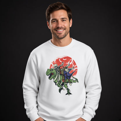 Monsters on dinosaur sweatshirt, funny sweatshirt, graphic shirts, unisex tshirt, printed sweatshirt