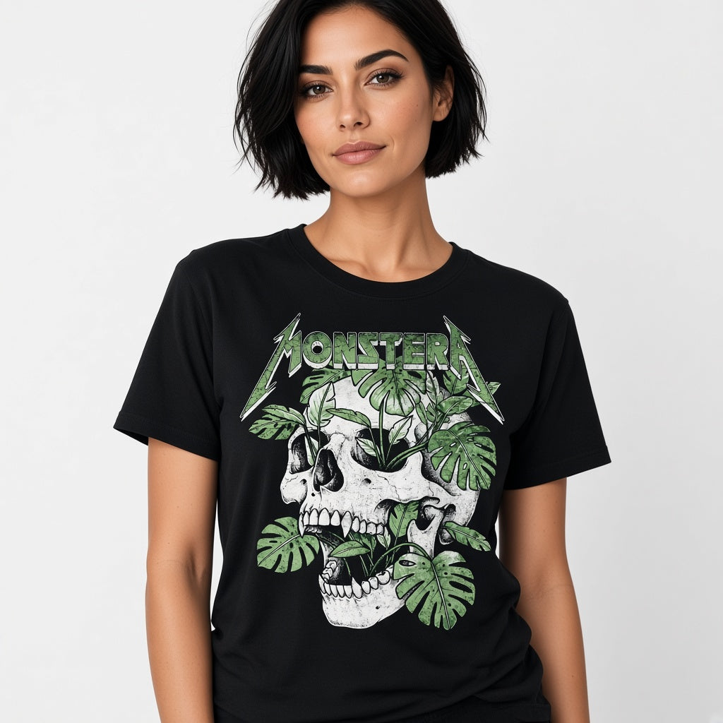 Monstera Funny Skull Plant T-Shirt