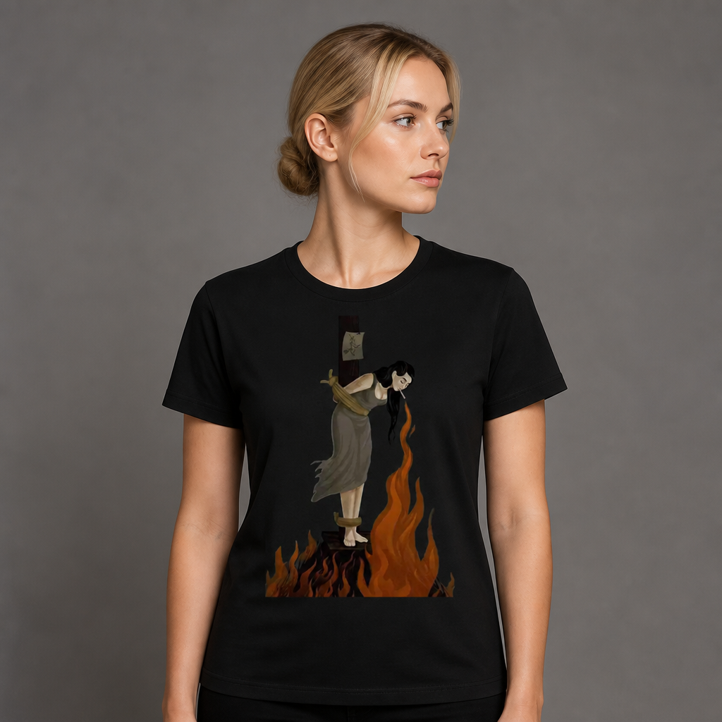 Witch Lighting a Cigarette at the Stake T-Shirt