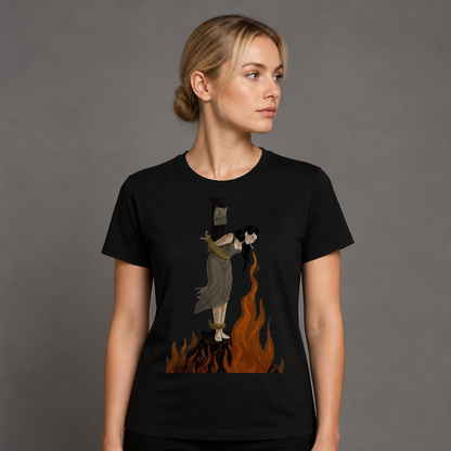 Witch Lighting a Cigarette at the Stake T-Shirt