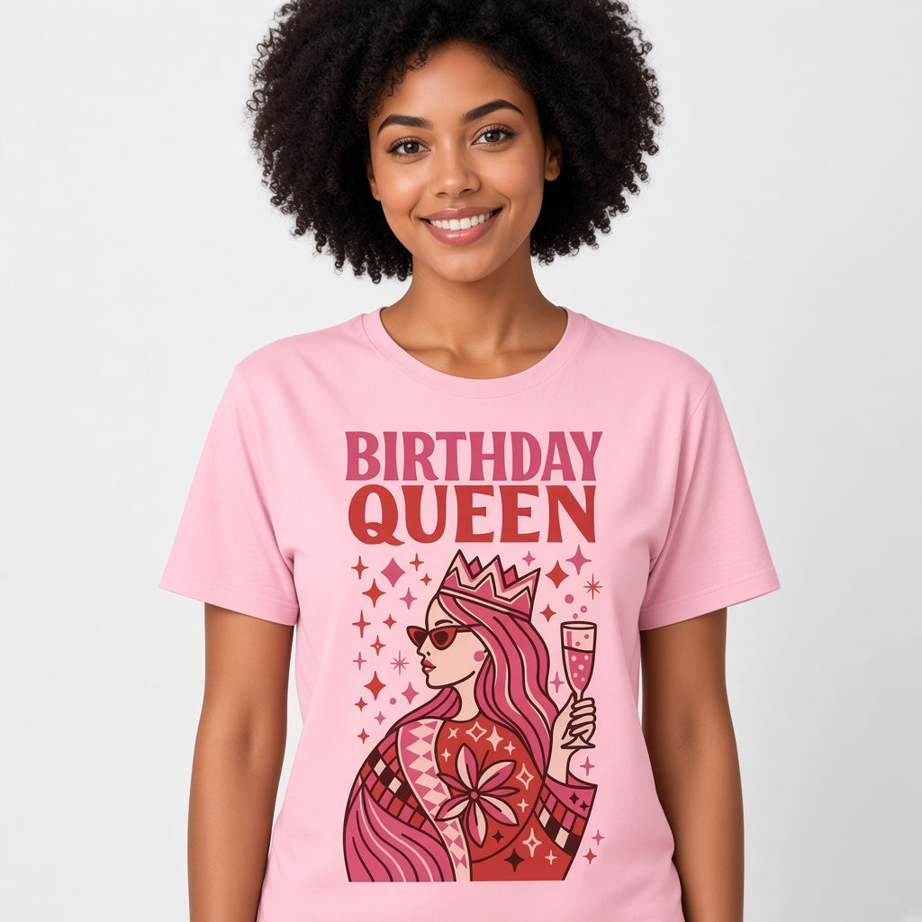 Birthday Queen Funny Pink Crown T-Shirt
