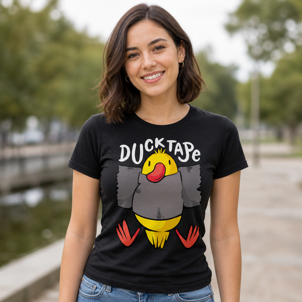 T-Shirt with a Funny Duck Tape Print